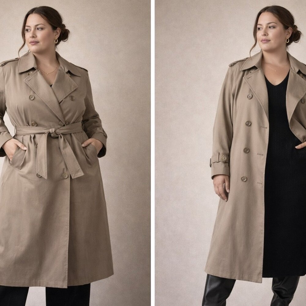 Nino Cerruti Paris Diffusion Trench Coat Beige Oversized Women Vintage 42R